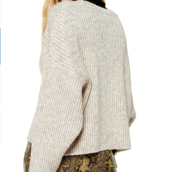 Topshop Oatmeal Knitted Crewneck Sweater - Picture 4 of 7